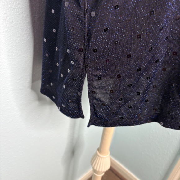 Catherine's Plus Size Black Blue Sequin Tunic Blouse - Picture 6 of 12